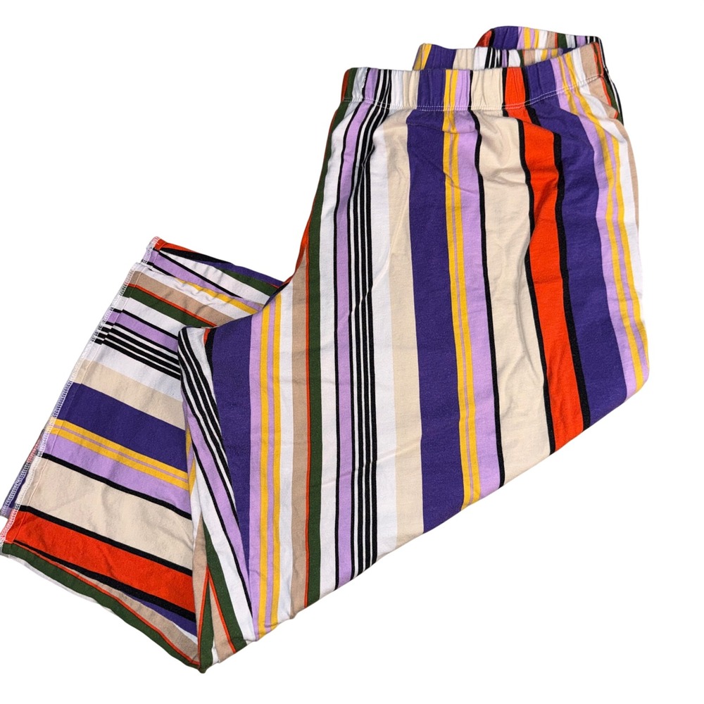 Cacique Pajama Pants 18/20 Multicolor Vertical Stripe Cotton Wide Leg Lounge